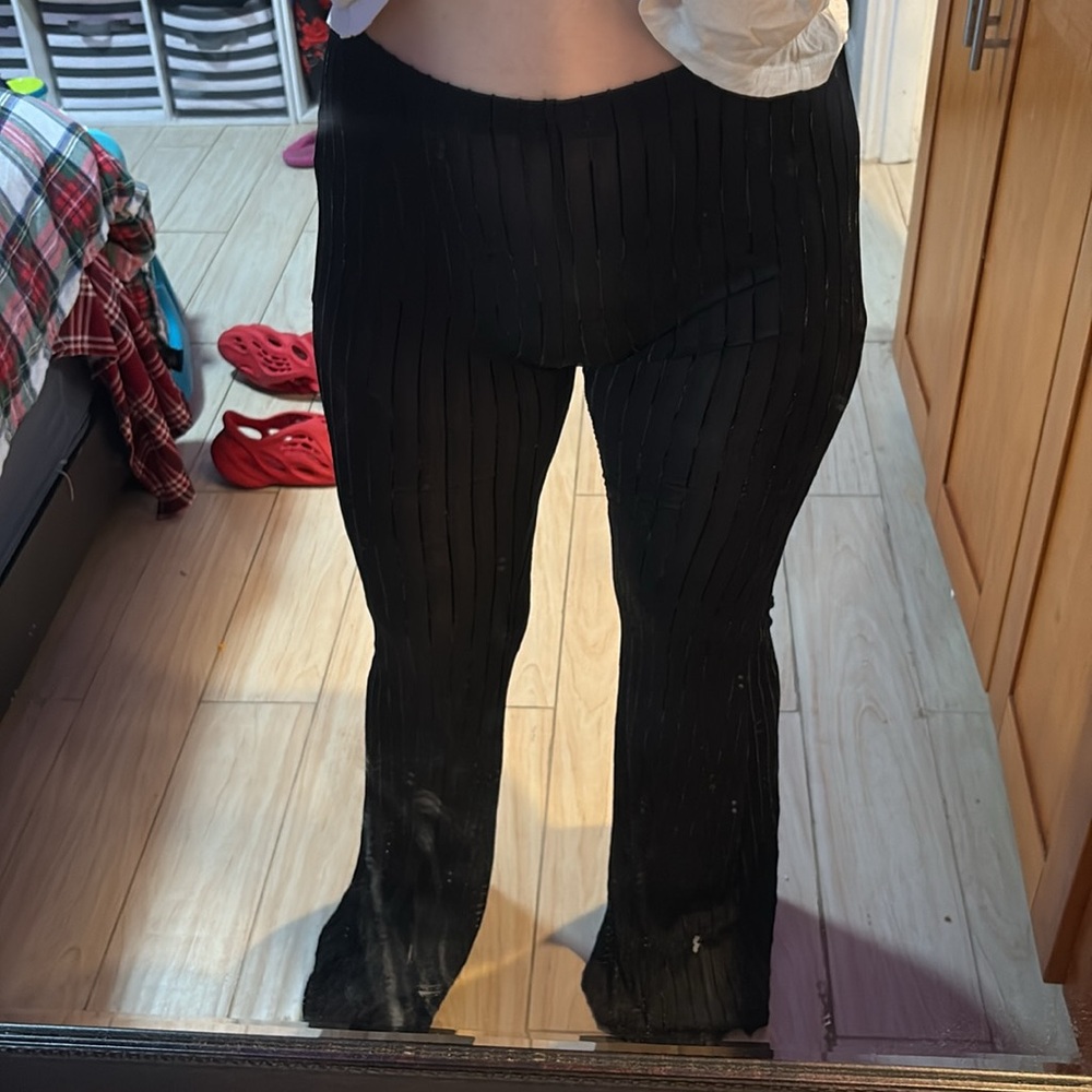 BEAR DANCE Pleated SHEER Flare Pants